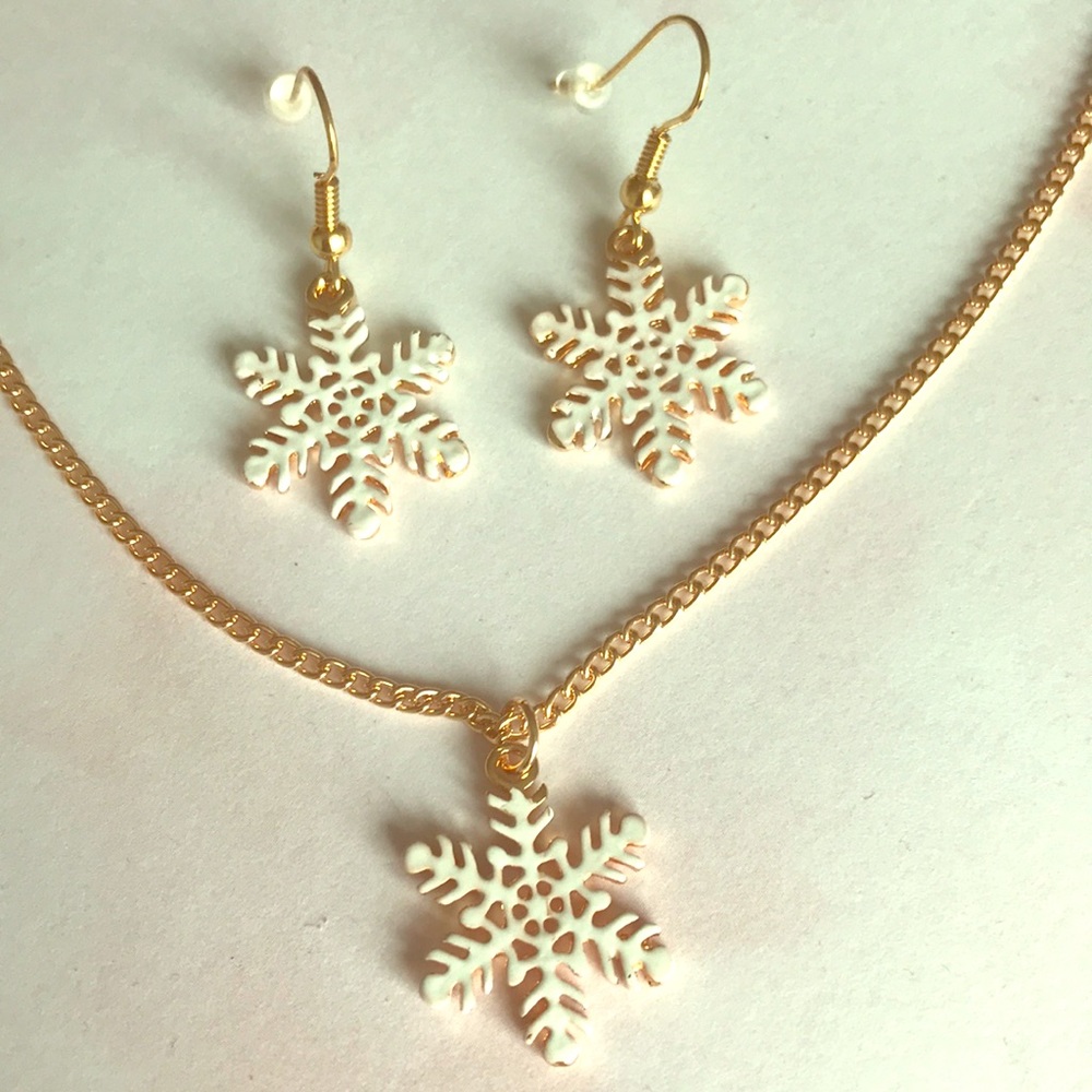 Winter Snowflake Earrings & Necklace Set 🎁🎄